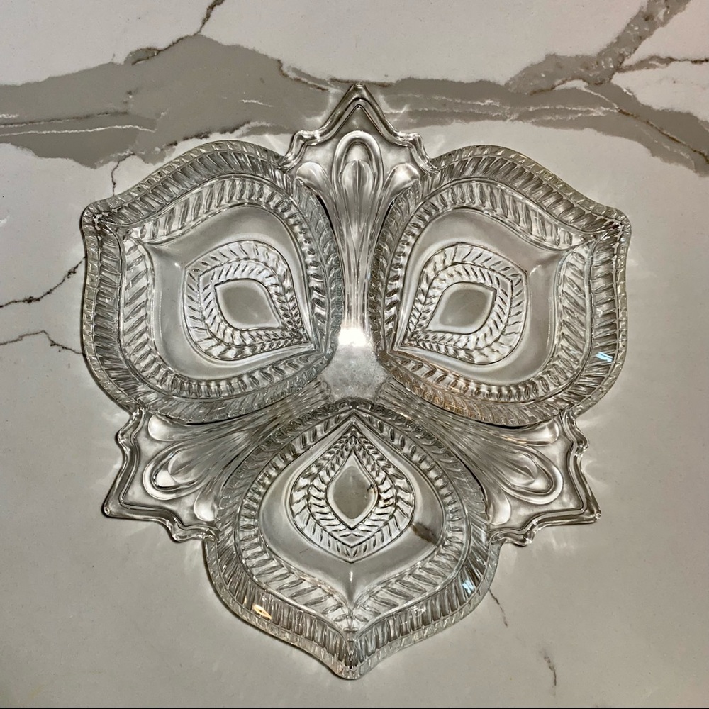 10” Mandala Inspired Glass Candy Dish NIB